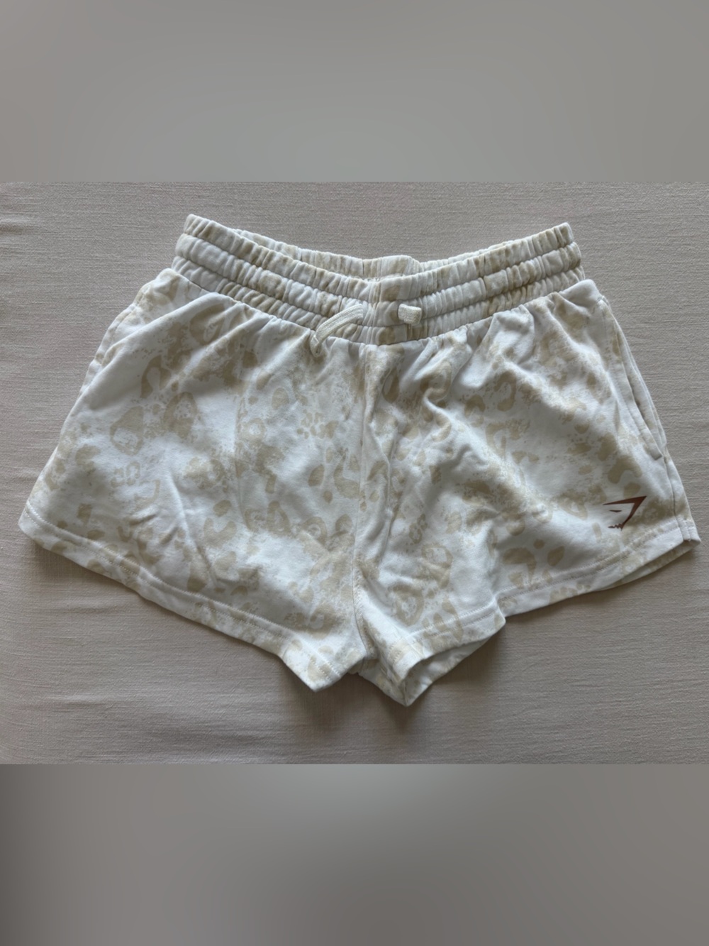 Gymshark  Cream Leopard Print Shorts
